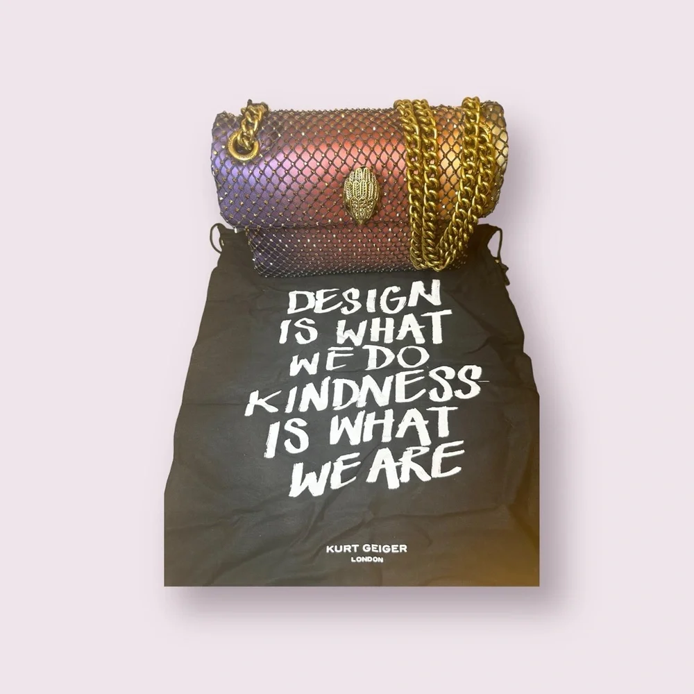 Kurt Geiger Mini Kensington Fabric Multicolor Gradient Embellished Shoulder Bag - Picture 5 of 10